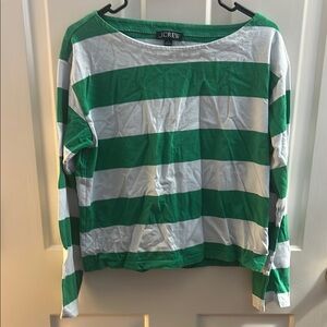 J.Crew Bold Green and White Striped Top